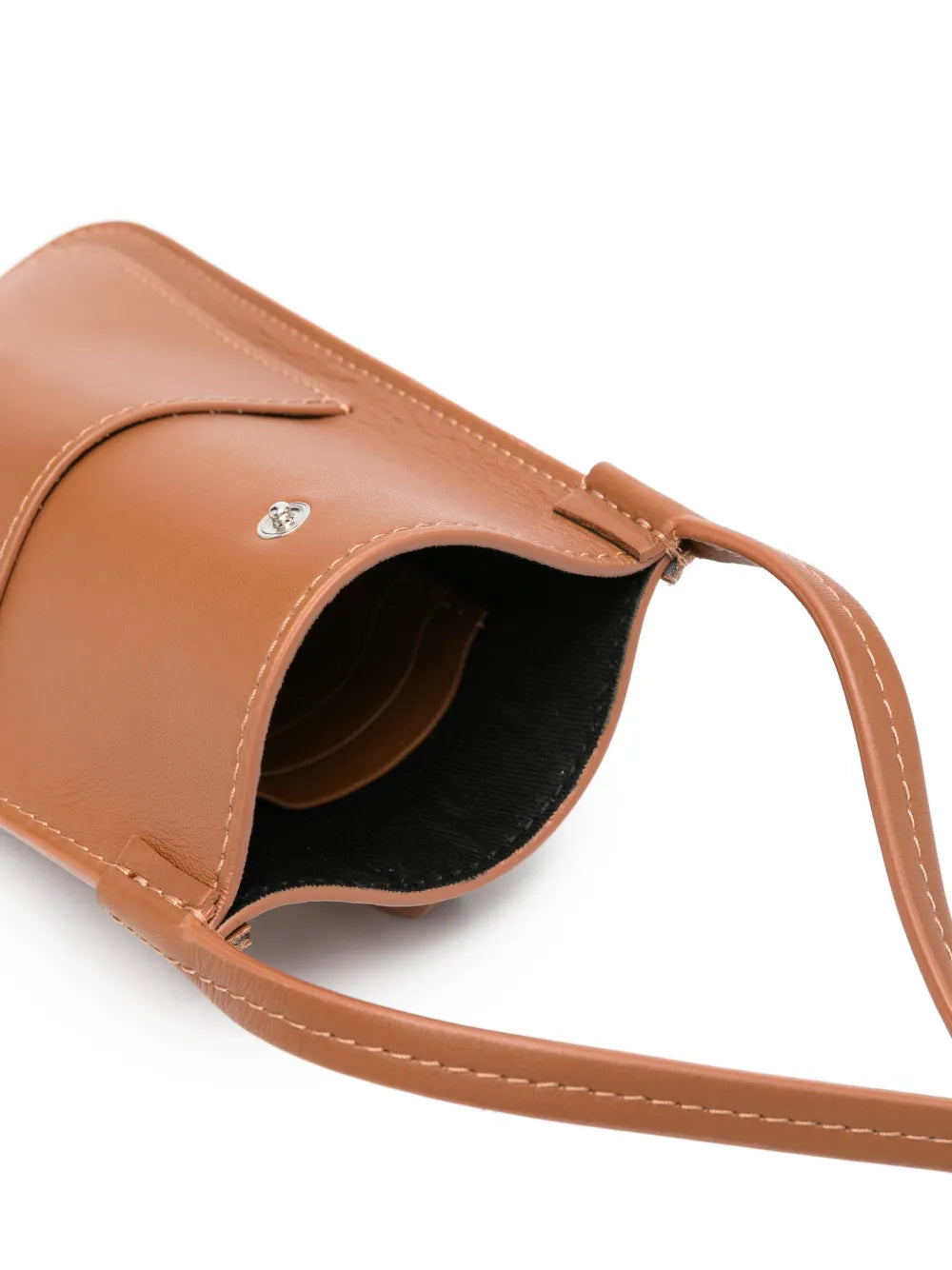 Kiton Leather Crossbody Card Case — Brown, view 2