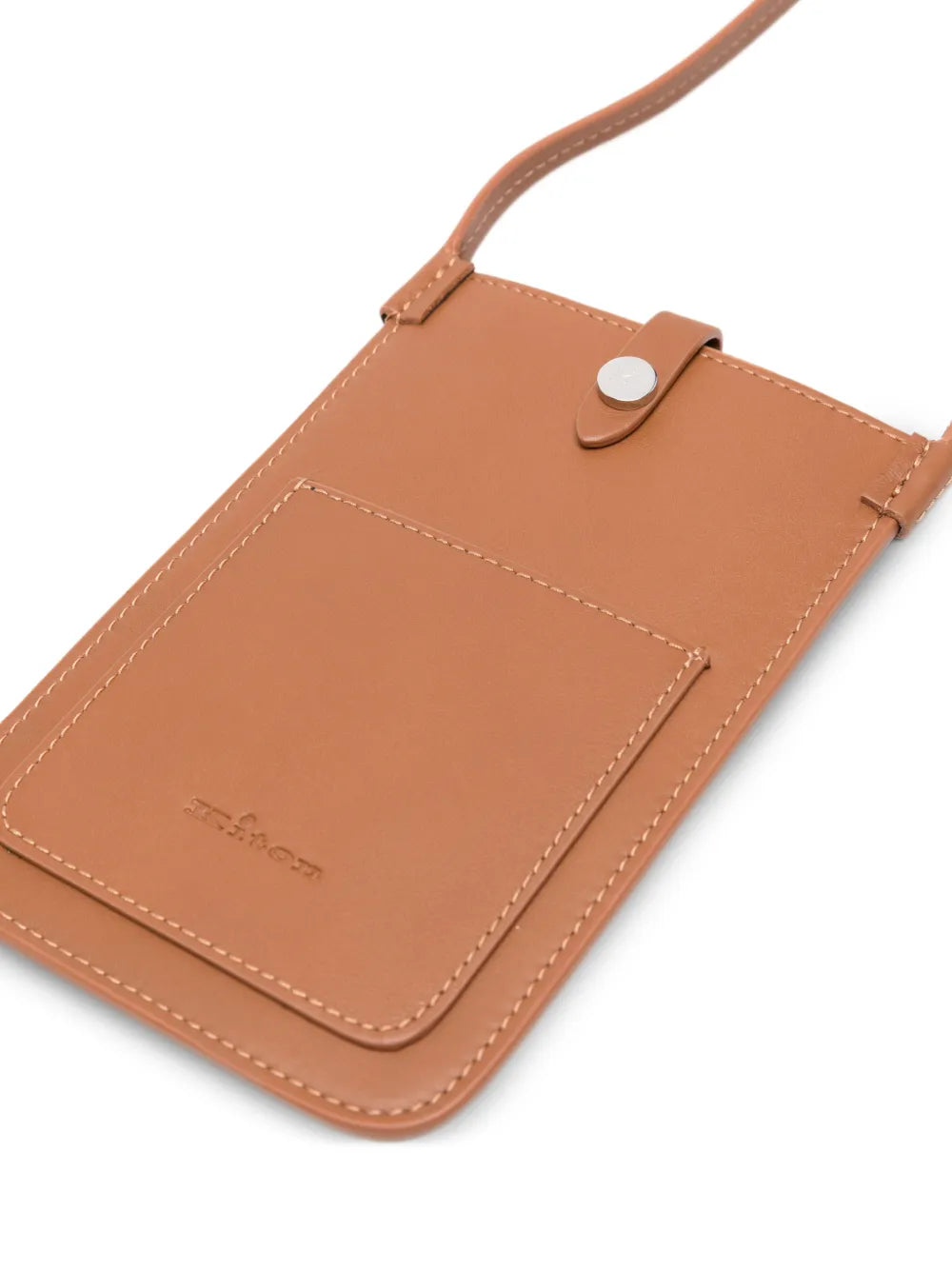 Kiton Leather Crossbody Card Case — Brown, view 3