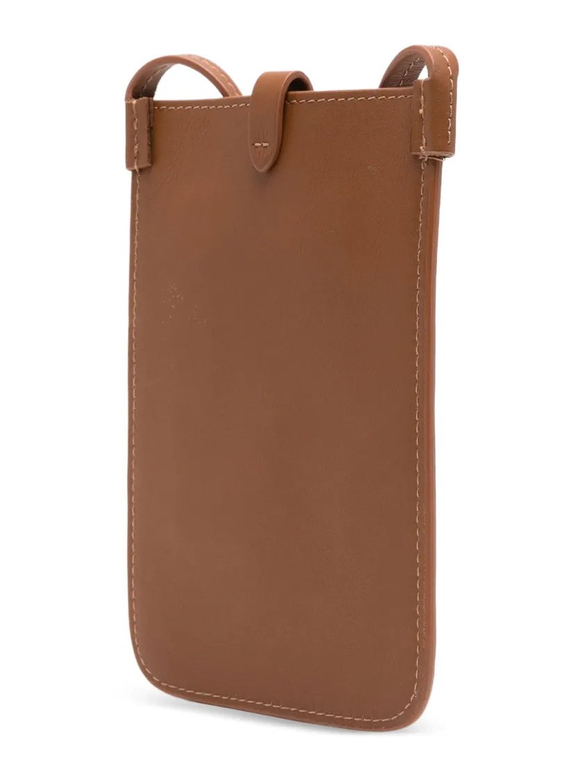 Kiton Leather Crossbody Card Case — Brown, view 4