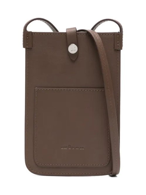Kiton Supple Calf Leather Crossbody Bag — Brown by Kiton