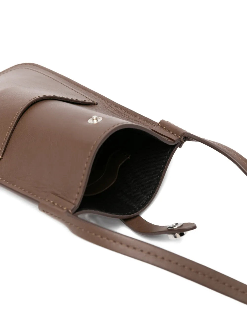 Kiton Supple Calf Leather Crossbody Bag — Brown, view 2