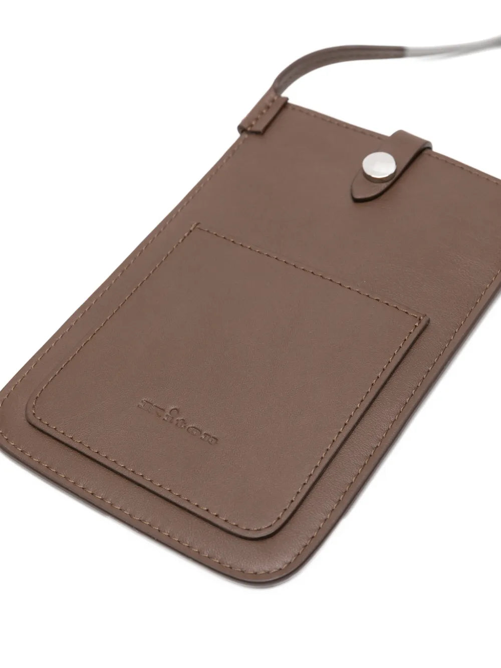 Kiton Supple Calf Leather Crossbody Bag — Brown, view 3