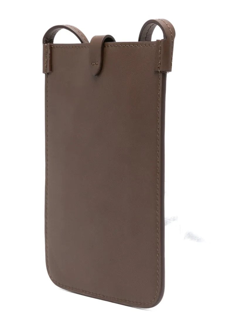 Kiton Supple Calf Leather Crossbody Bag — Brown, view 4
