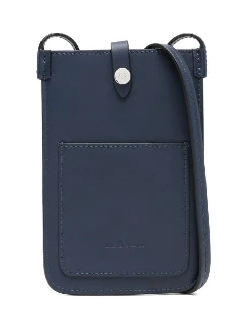 Kiton Calf Leather Crossbody Bag — Navy by Kiton