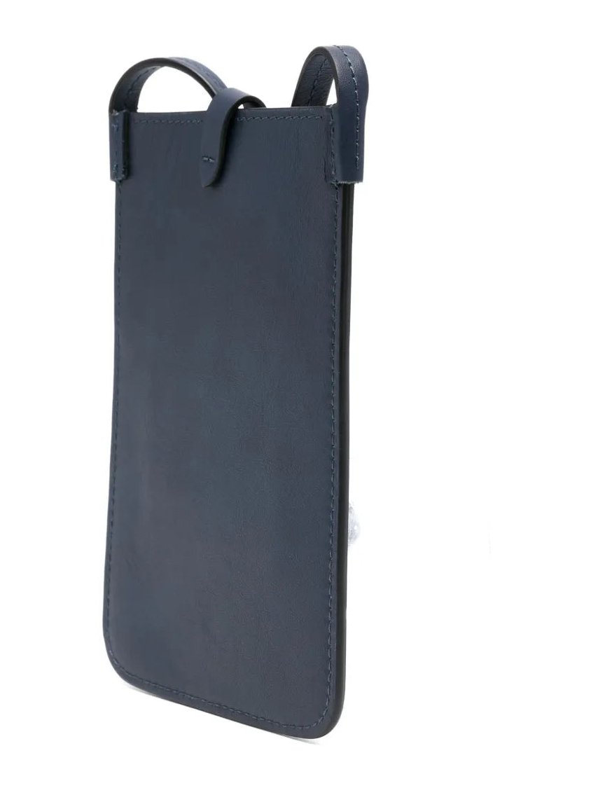 Kiton Calf Leather Crossbody Bag — Navy, view 4
