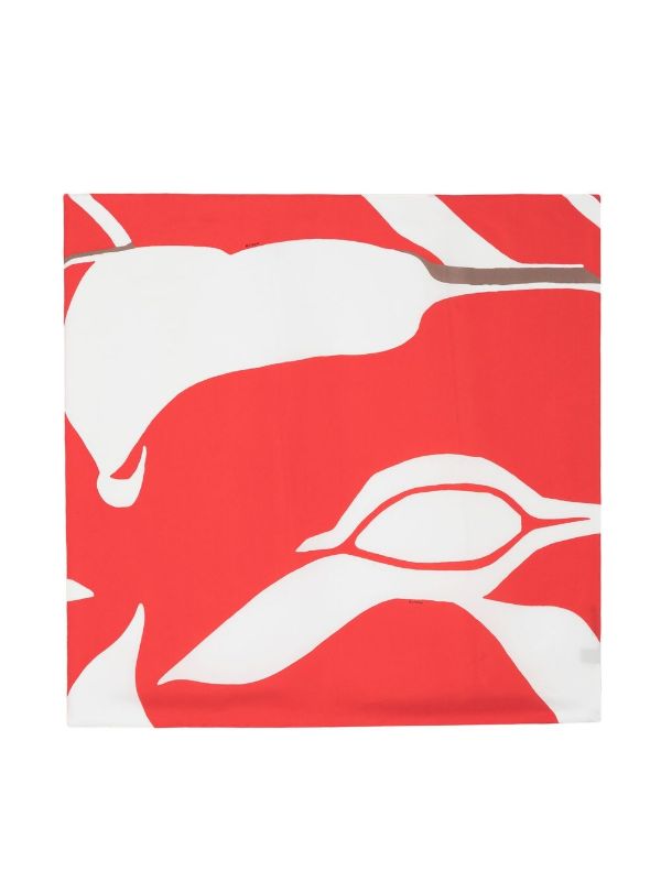 Kiton Abstract Graphic Silk Scarf — Red by Kiton