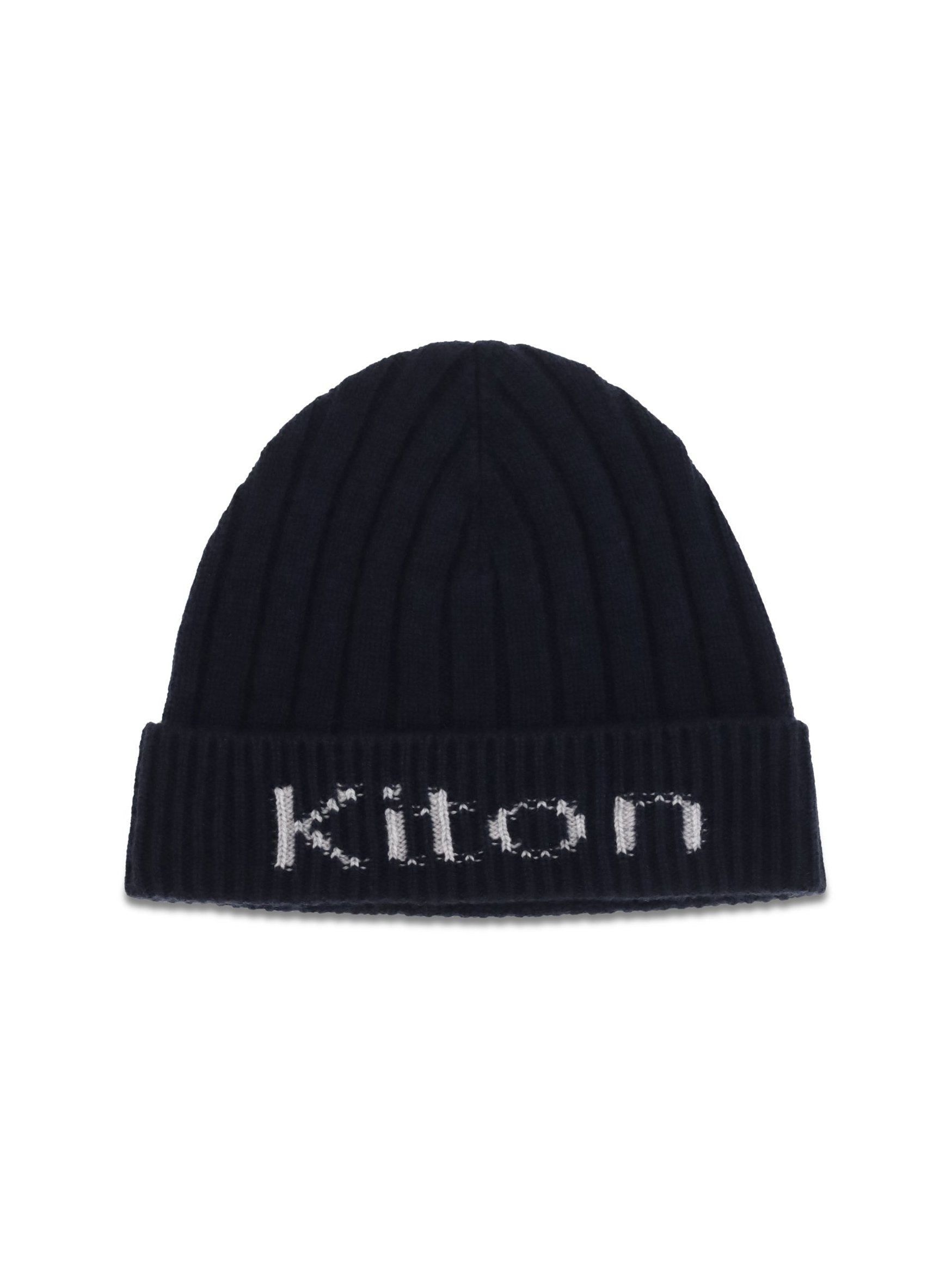 Kiton UCPL003K0235L02 Ribbed Wool Beanie — Blue, view 3