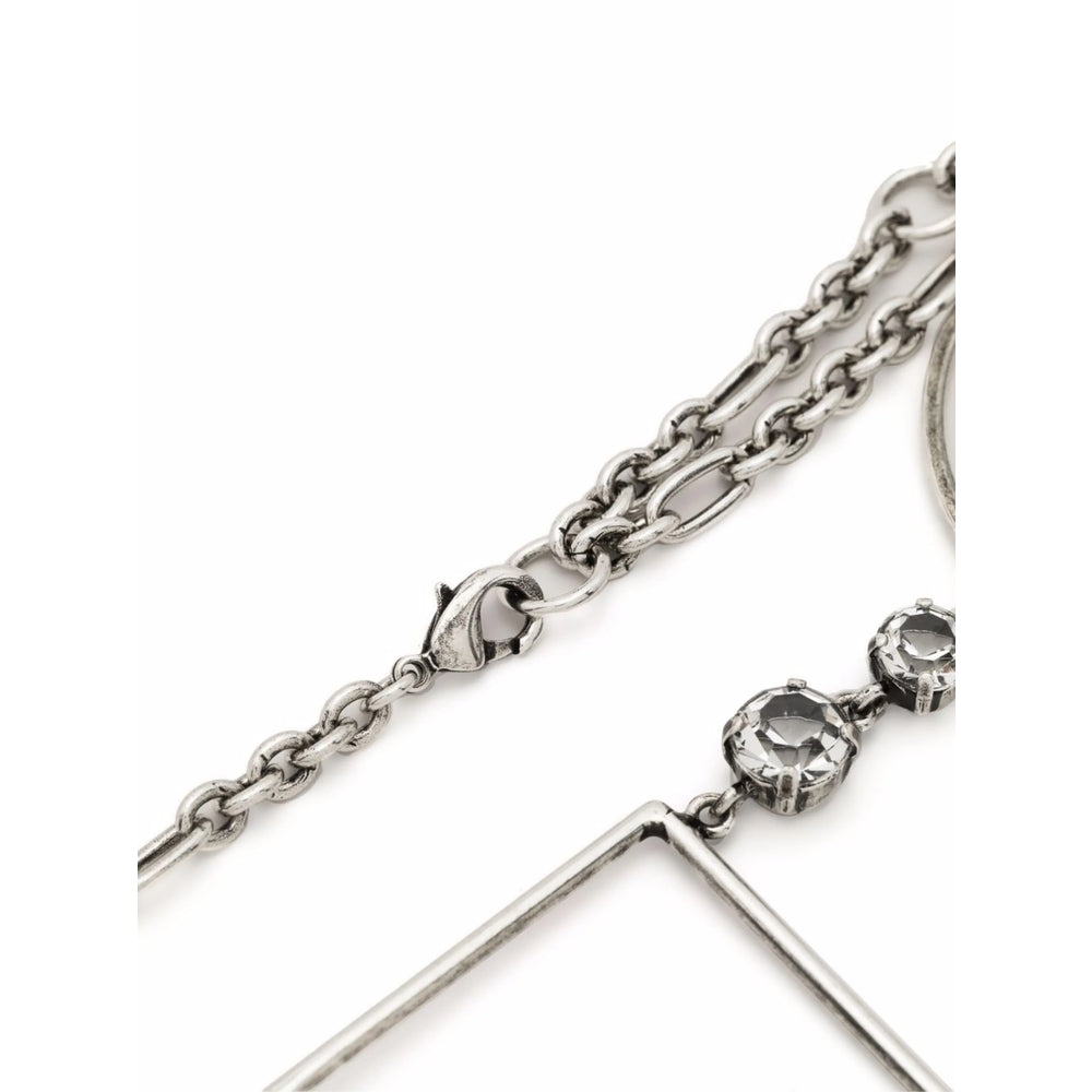 Krizia Geometric Metal Pendant Necklace — Silver, view 2