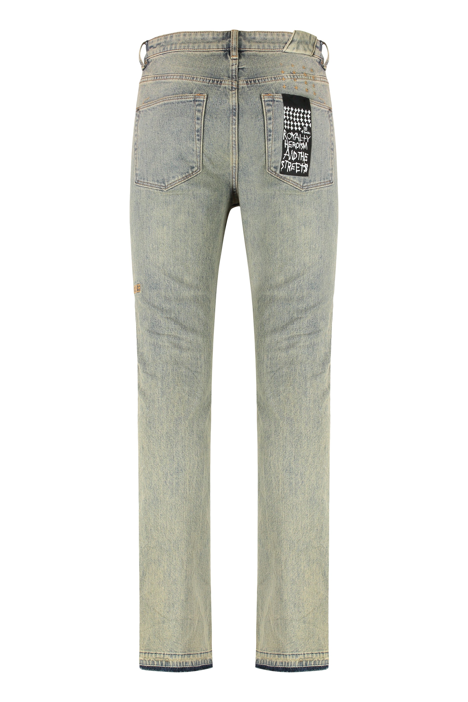 Ksubi Distressed 5-Pocket Skinny Jeans — Gray, view 2