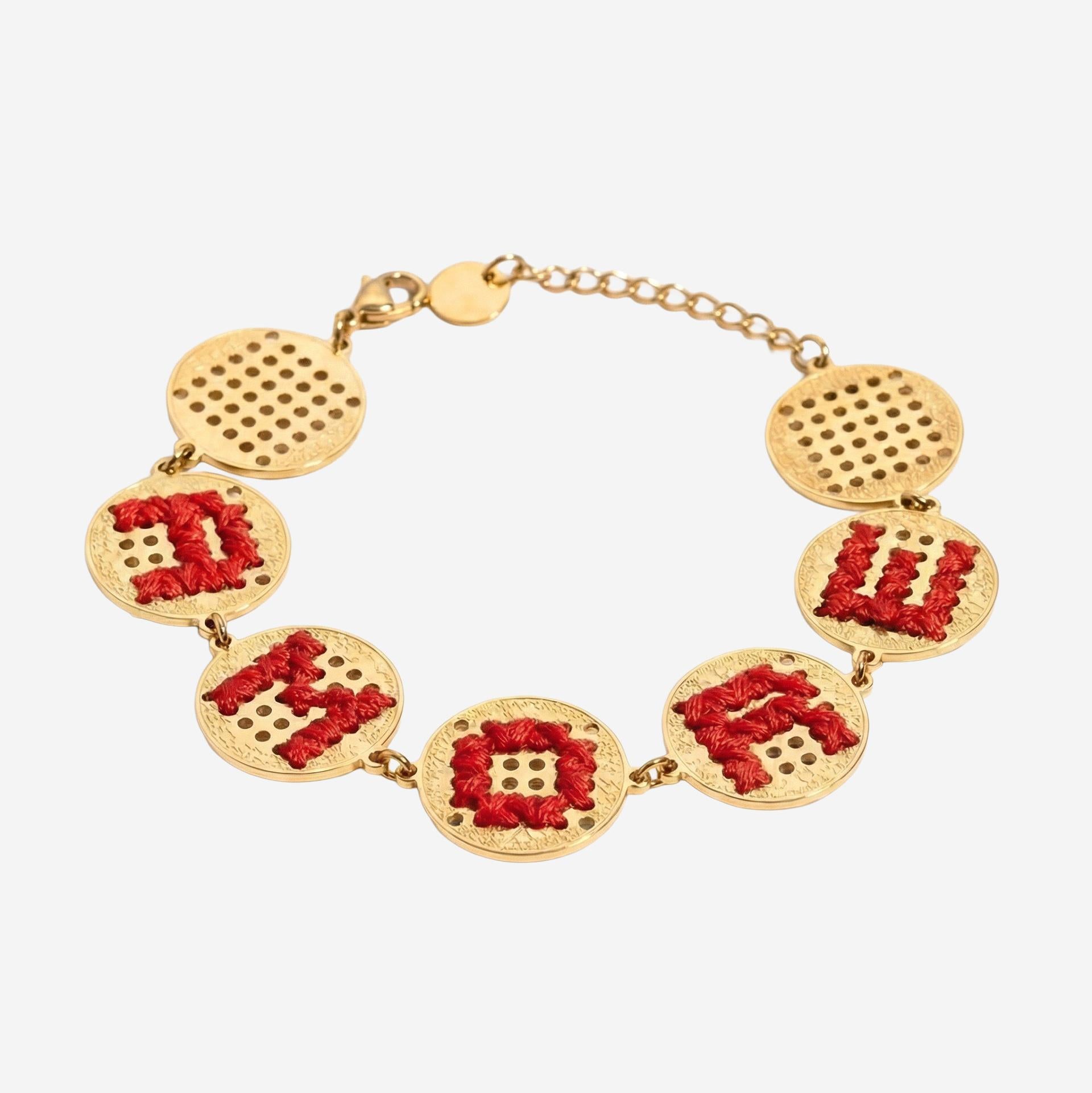 L'Eight Studio Hand-Embroidered Gold-Plated Bracelet — Gold, view 2