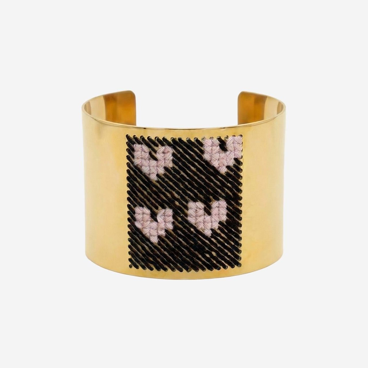 L'Eight Studio Heart Motif Embroidered Steel Bracelet — Gold by L'Eight Studio
