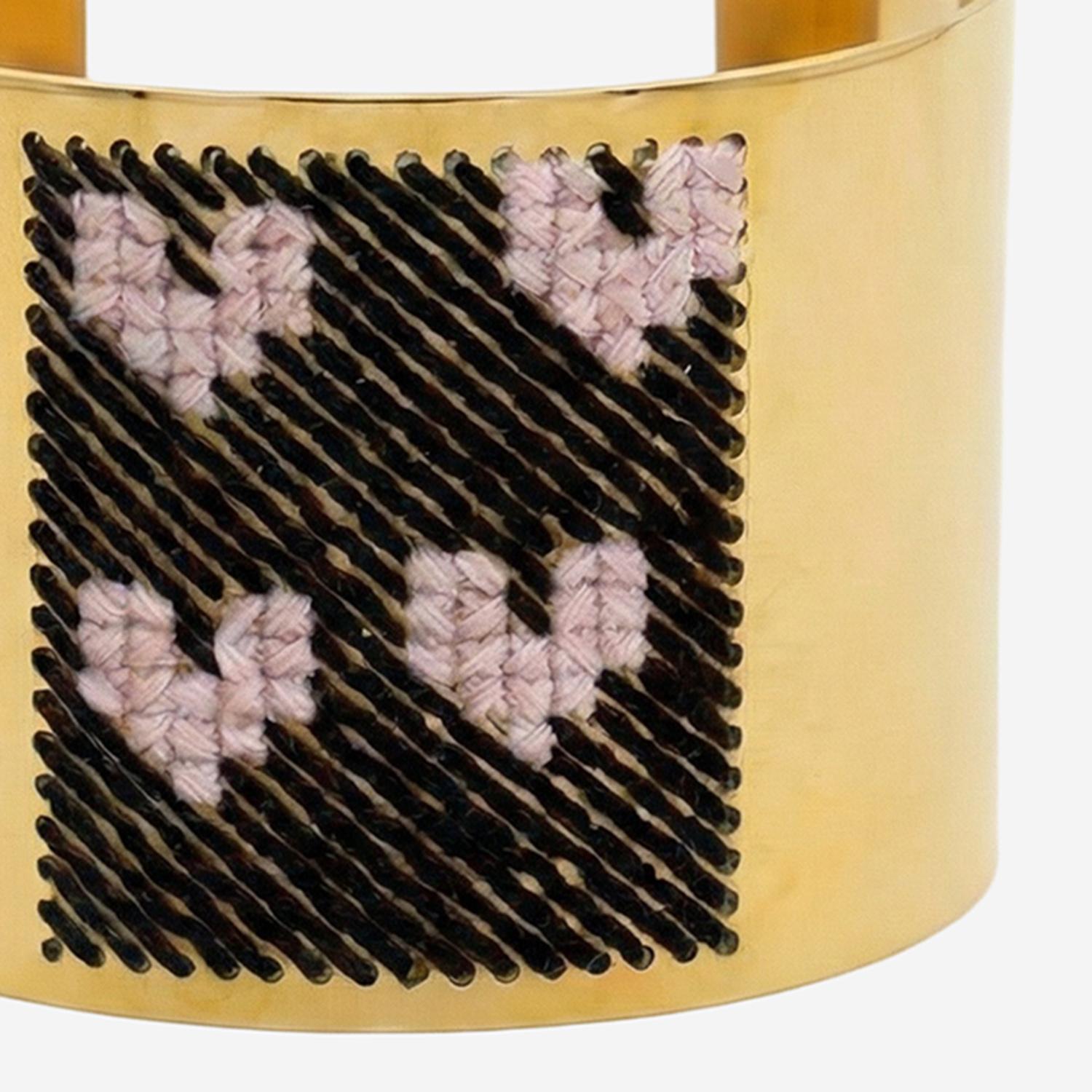 L'Eight Studio Heart Motif Embroidered Steel Bracelet — Gold, view 2