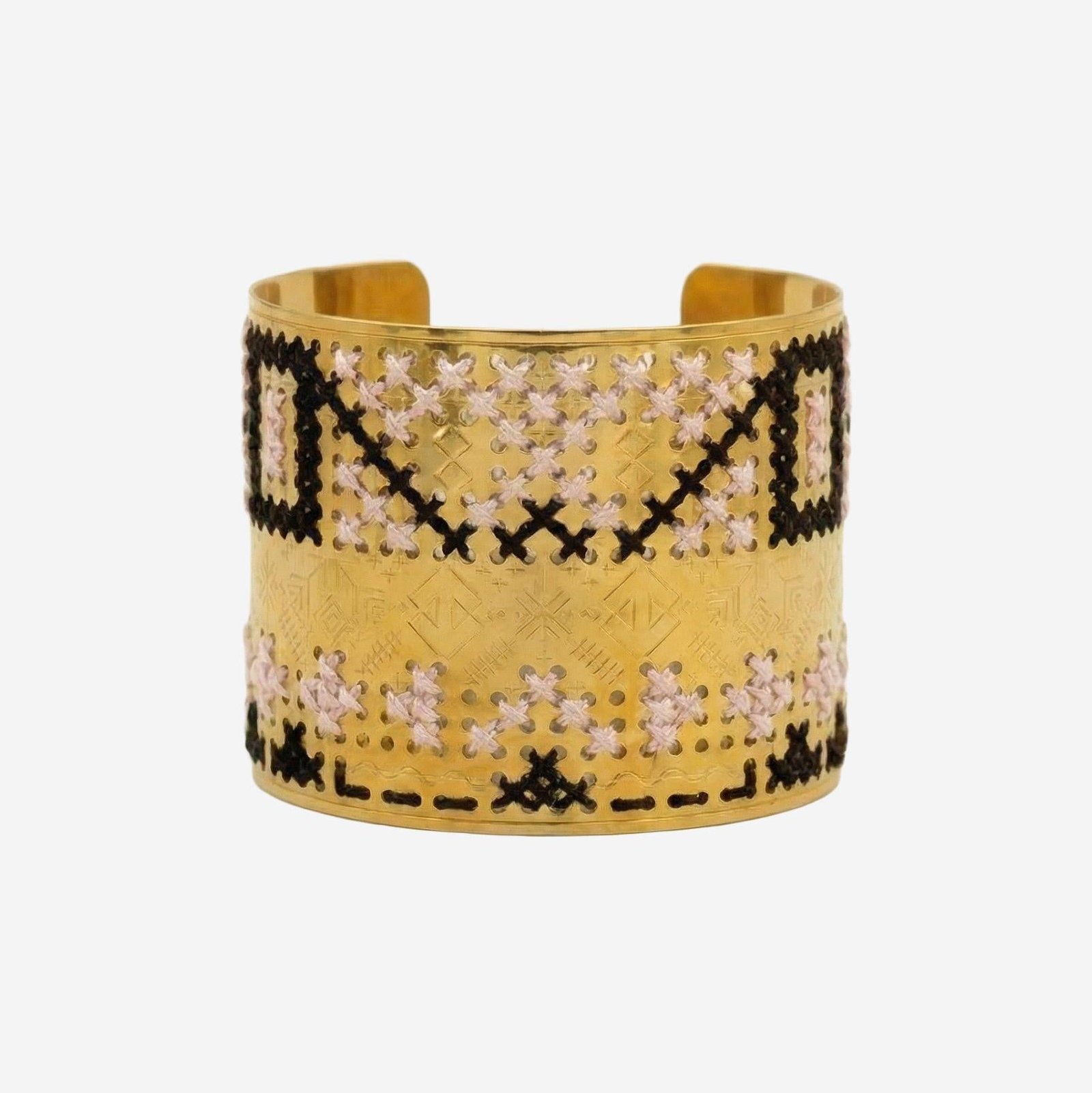 L'Eight Studio Embroidered Steel Cuff Bracelet — Gold by L'Eight Studio