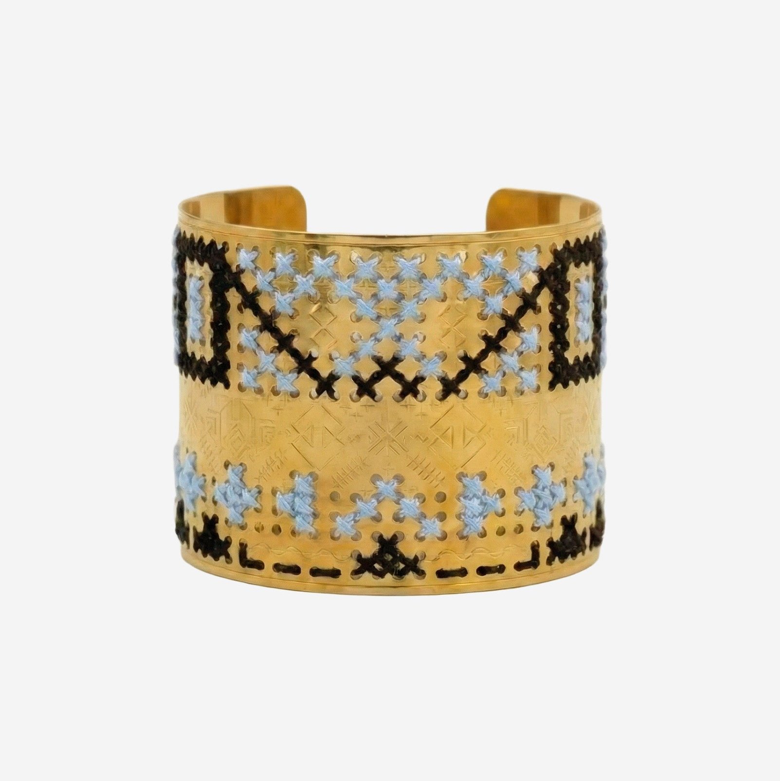 L'Eight Studio Embroidered Steel Cuff Bracelet — Gold by L'Eight Studio