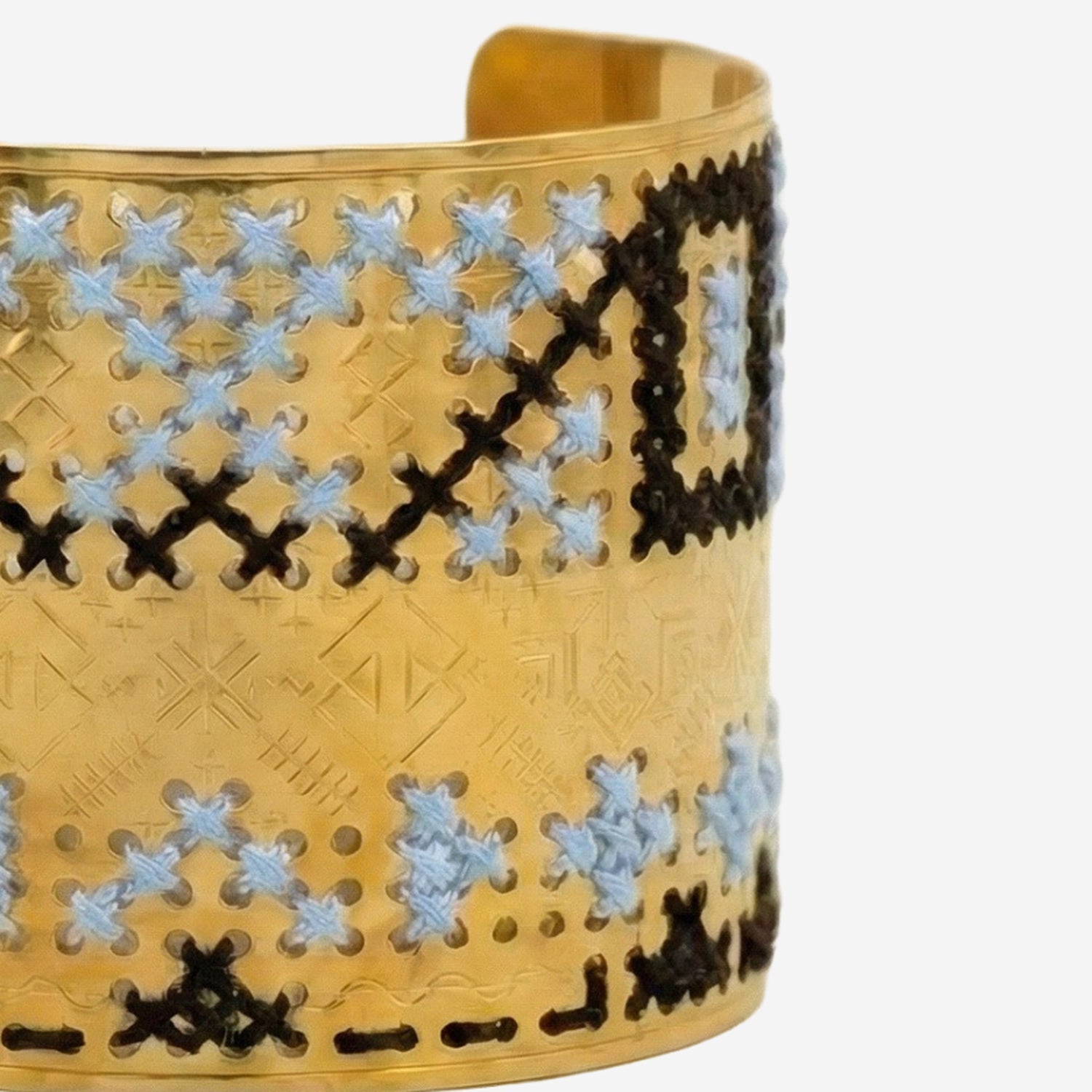 L'Eight Studio Embroidered Steel Cuff Bracelet — Gold, view 2