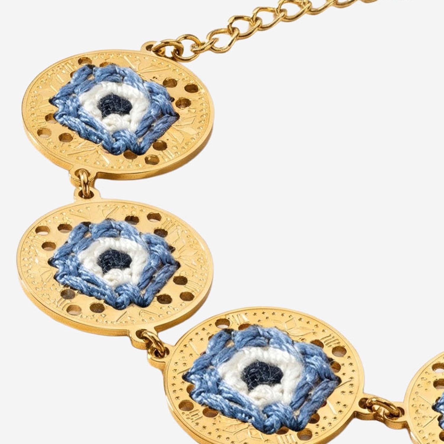 L'Eight Studio Hand-Embroidered Eye Medallion Bracelet — Gold by L'Eight Studio