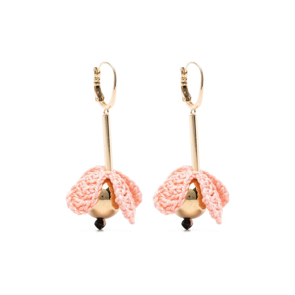 La Double J Crocheted Knit with Gold Earrings — Gold by La Double J
