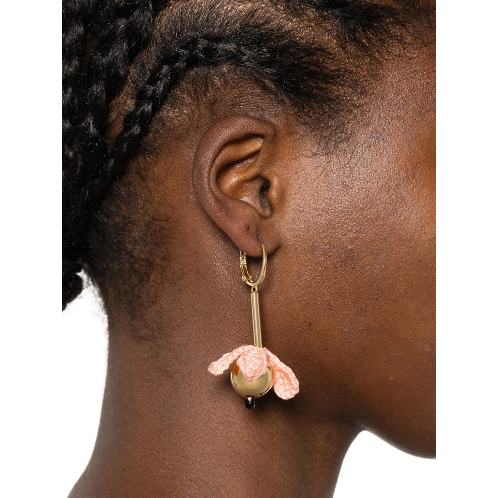 La Double J Crocheted Knit with Gold Earrings — Gold, view 3