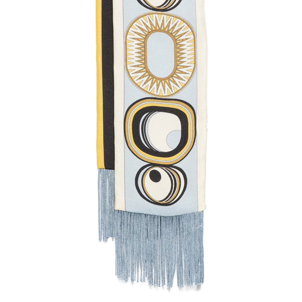 La Double J Jacquard-Patterned Scarf — Blue, view 2