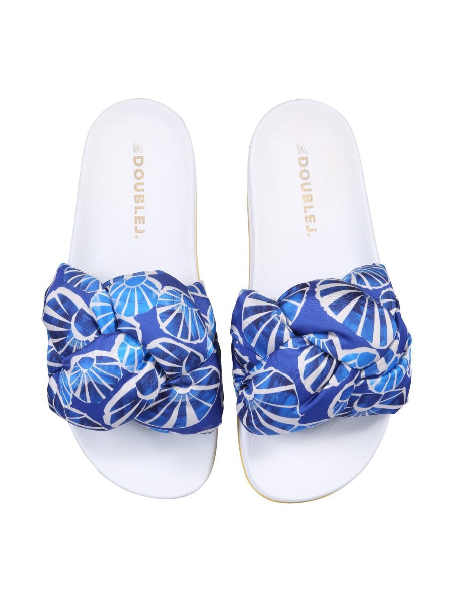La Doublej Braided Slide Sandals — Blue, view 3