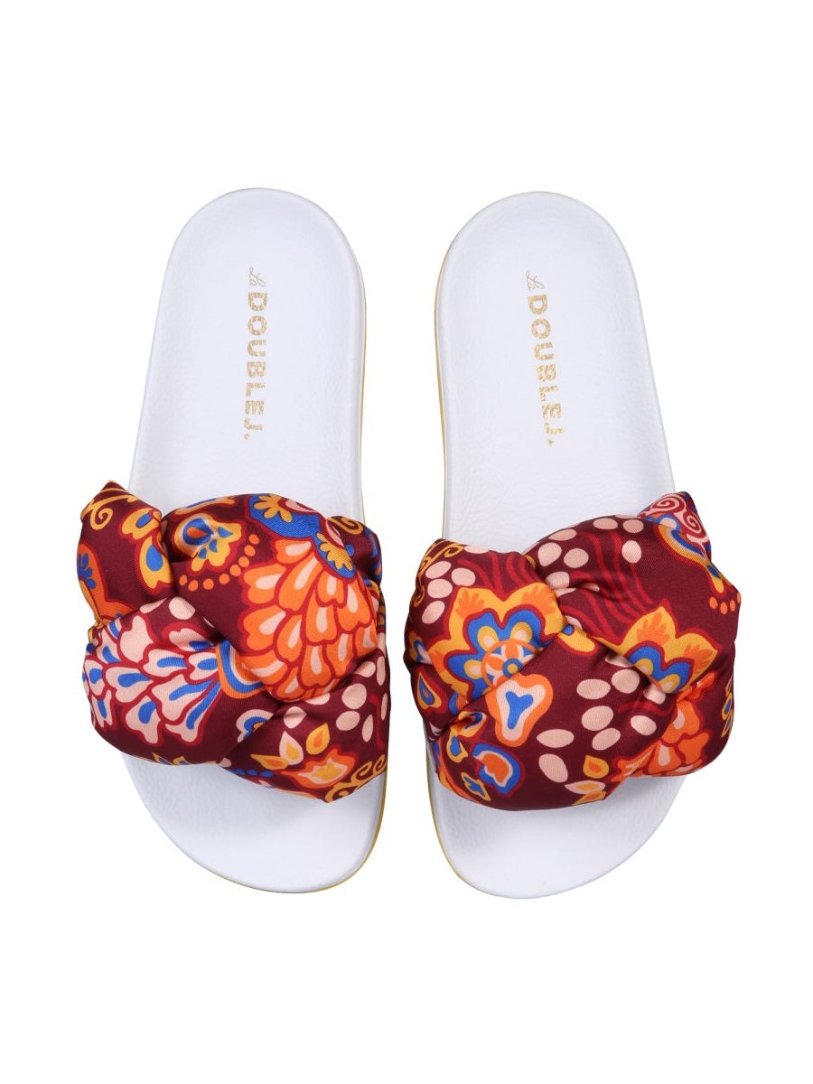 La Doublej Braided Slide Sandals — White, view 2