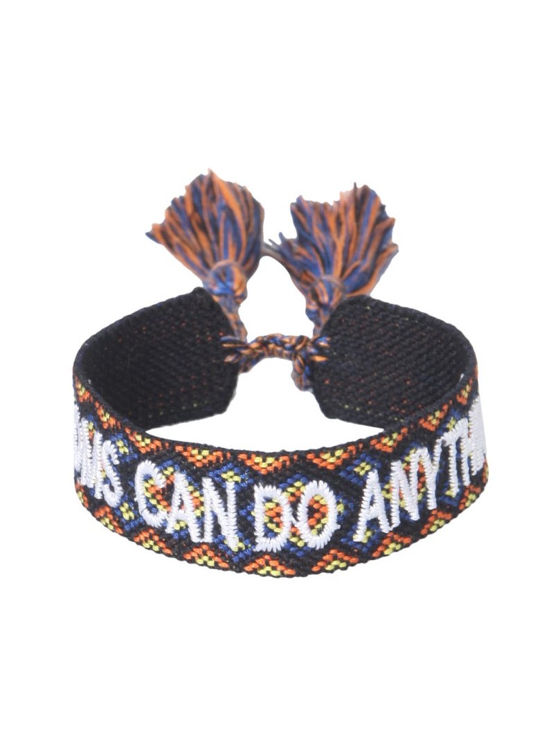 Label K Braided Fabric with Embroidered Text Bracelet — Multicolor, view 2