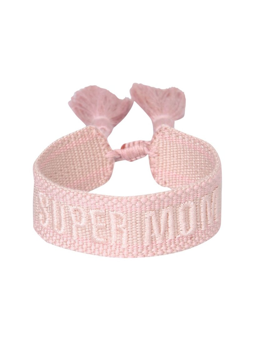 Label K Braided Fabric with Embroidery Bracelet — Pink, view 2