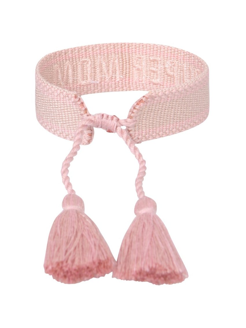Label K Braided Fabric with Embroidery Bracelet — Pink, view 3