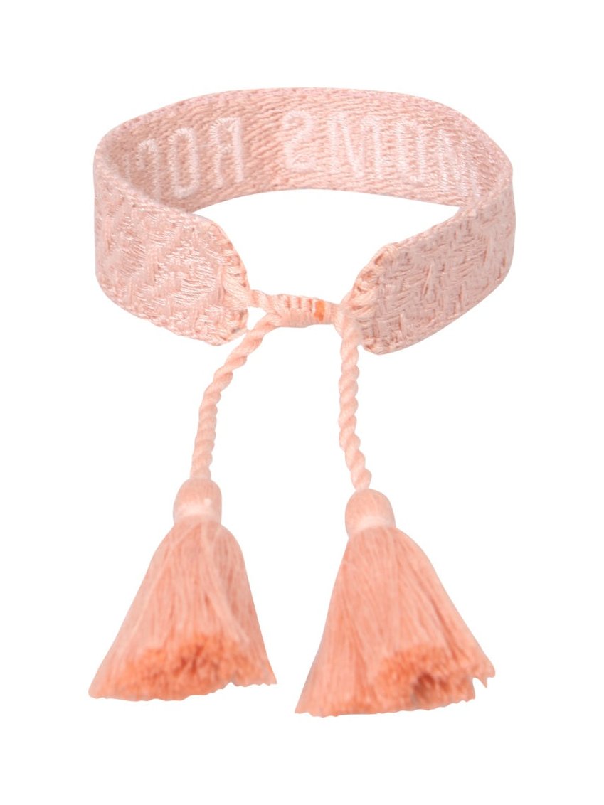 Label K Embroidered Braided Fabric Bracelet — Pink, view 3