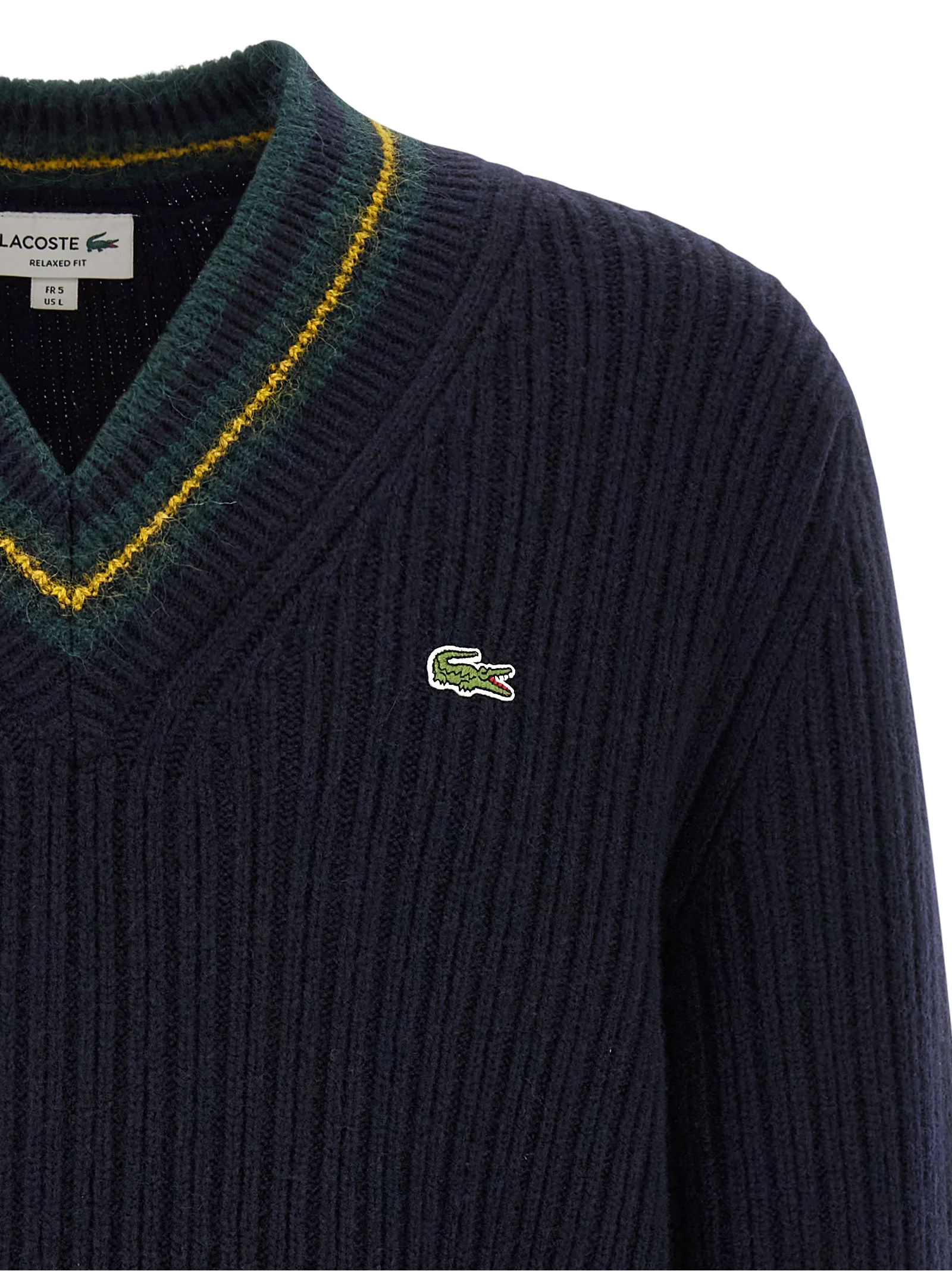 Lacoste Wool-Blend V-Neck Sweater — Blue, view 3