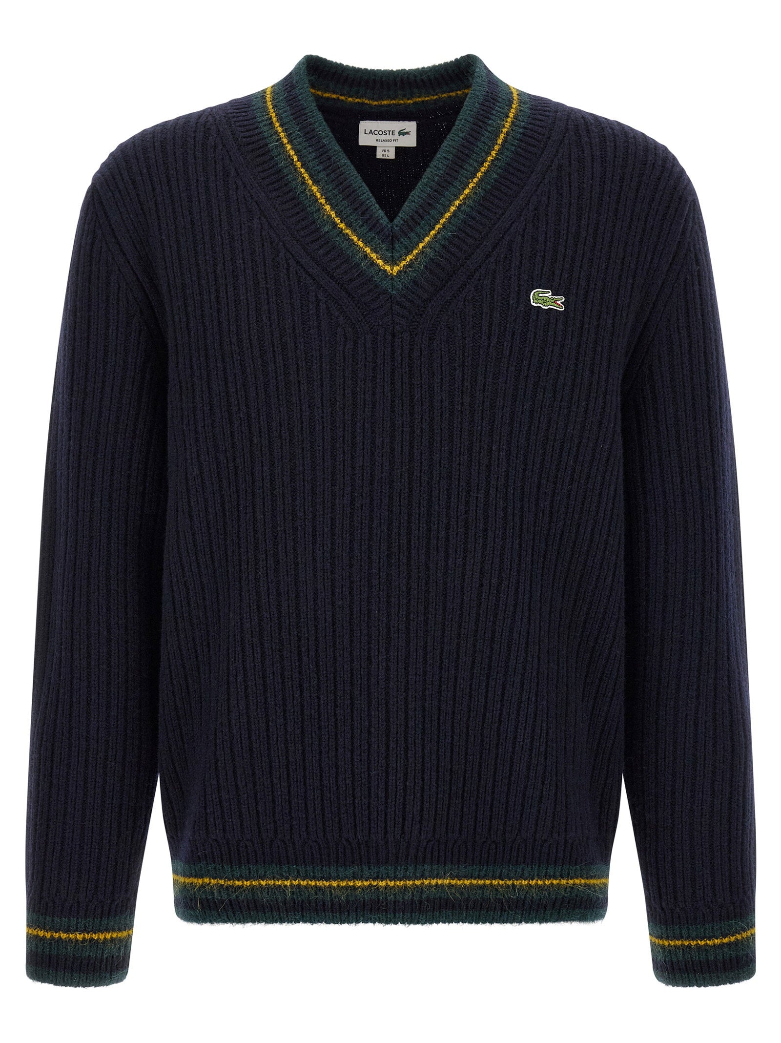 Lacoste Ribbed Wool-Alpaca Blend Sweater — Navy by Lacoste