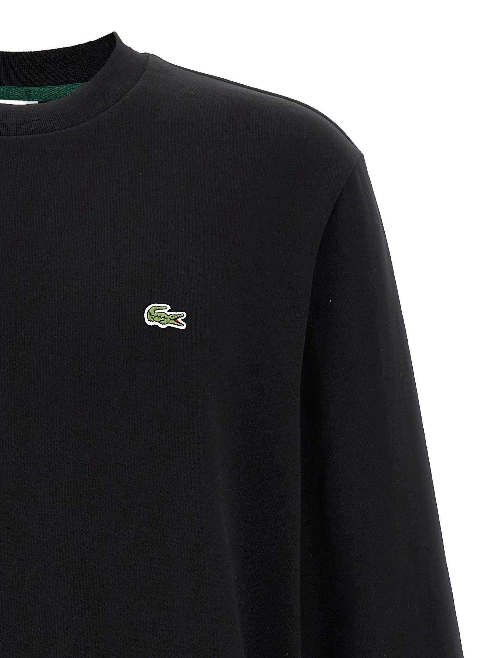Lacoste Cotton Fleece Sweatshirt — Black, view 3