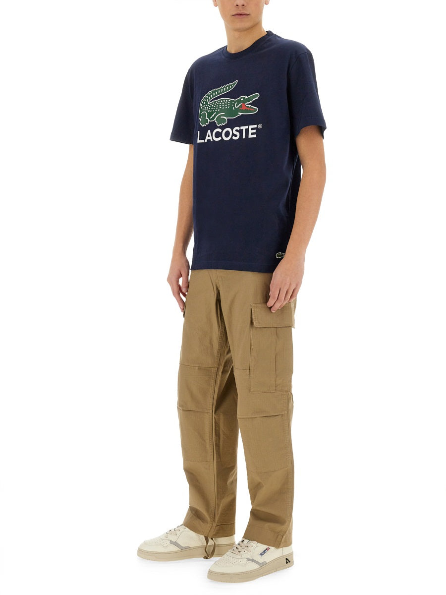 Lacoste Cotton Print T-Shirt — Blue, view 4