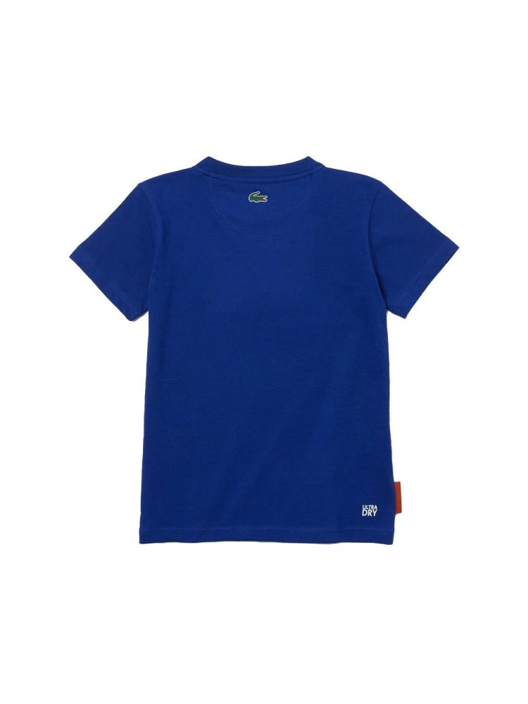Lacoste Logo-Embroidered Cotton Blend T-Shirt — Blue, view 2