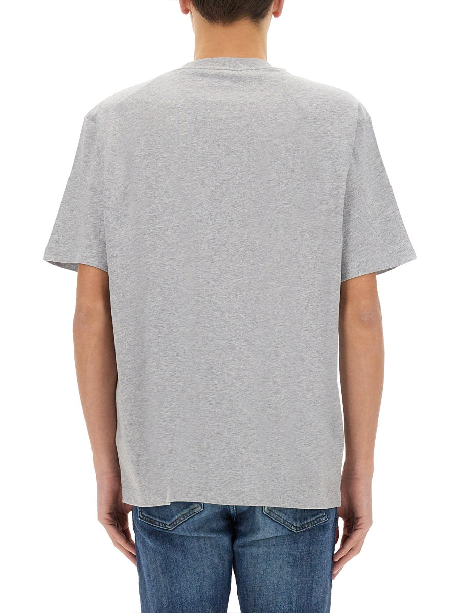 Lacoste Logo-embroidered Cotton T-Shirt — Gray, view 3