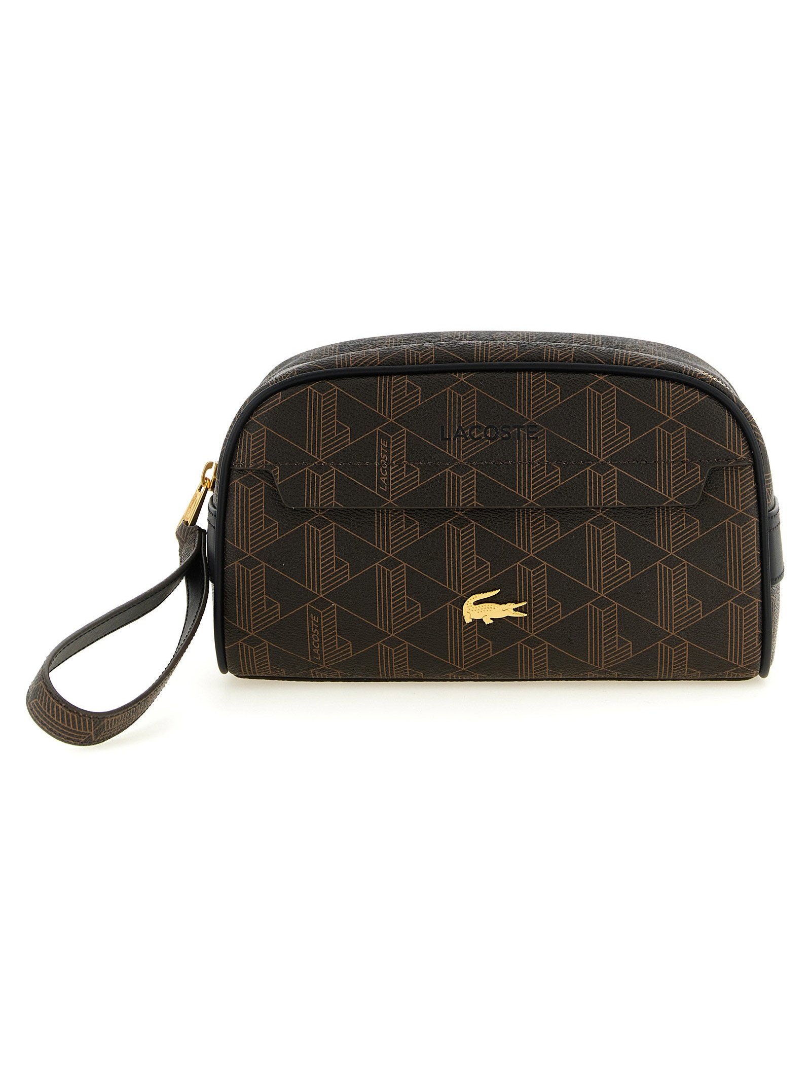 Lacoste Geometric Monogram Canvas Travel Wallet — Black by Lacoste