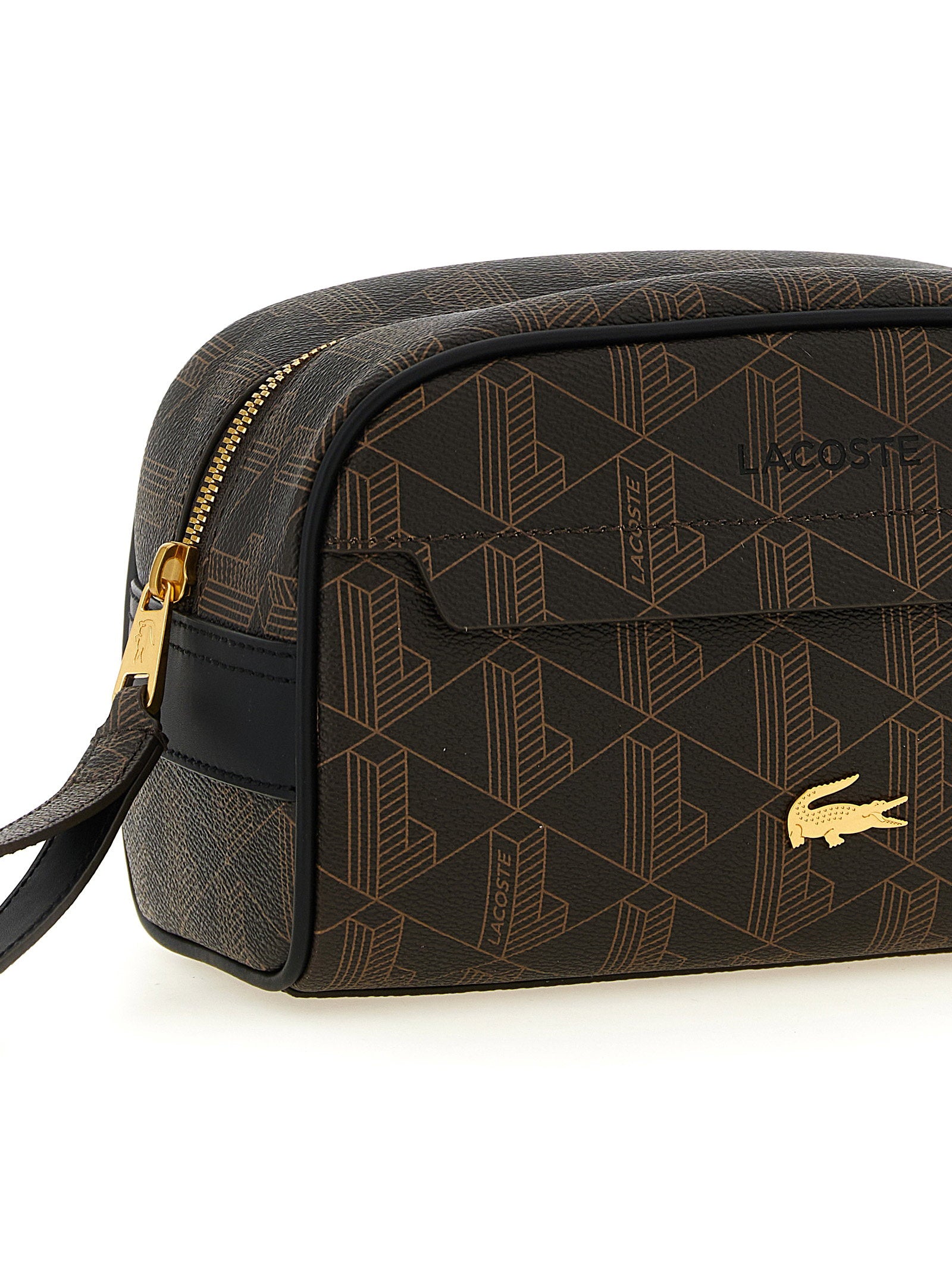 Lacoste Geometric Monogram Canvas Travel Wallet — Black, view 3