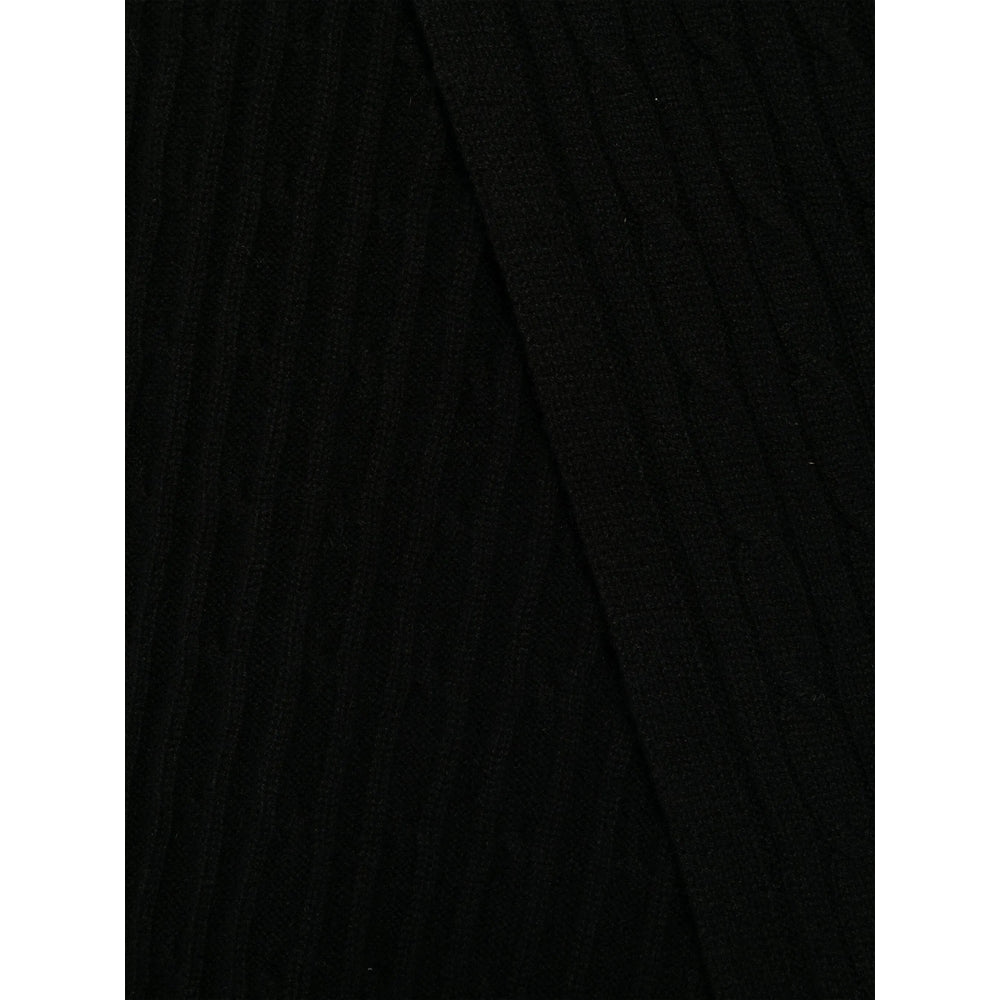 Lady Anne Cable Knit Cashmere Scarf — Black, view 2