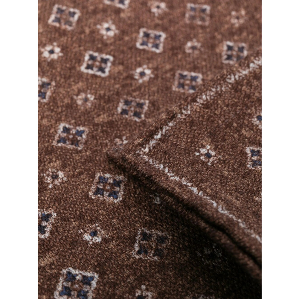 Lady Anne Floral Print Silk Scarf — Brown, view 2