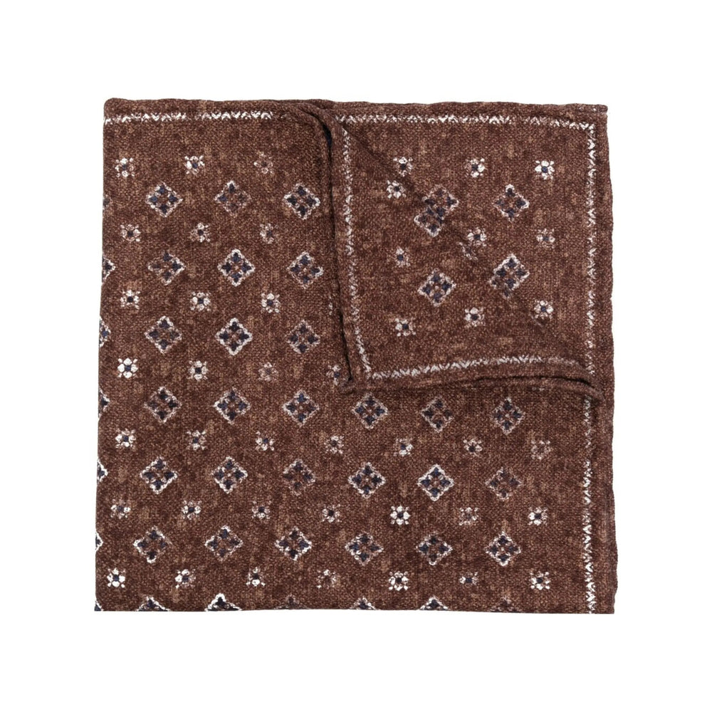 Lady Anne Floral Print Silk Scarf — Brown, view 3