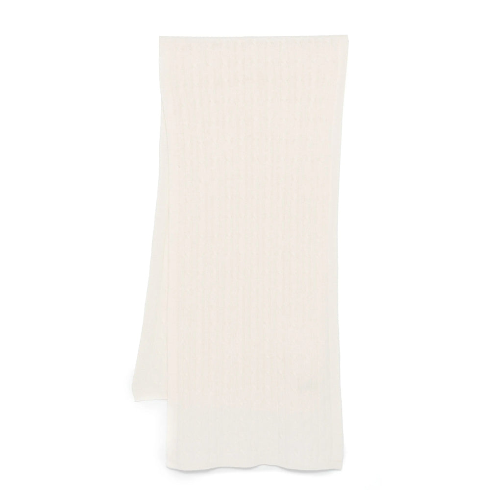 Lady Anne 100% Cashmere Cable Knit Scarf — White by Lady Anne