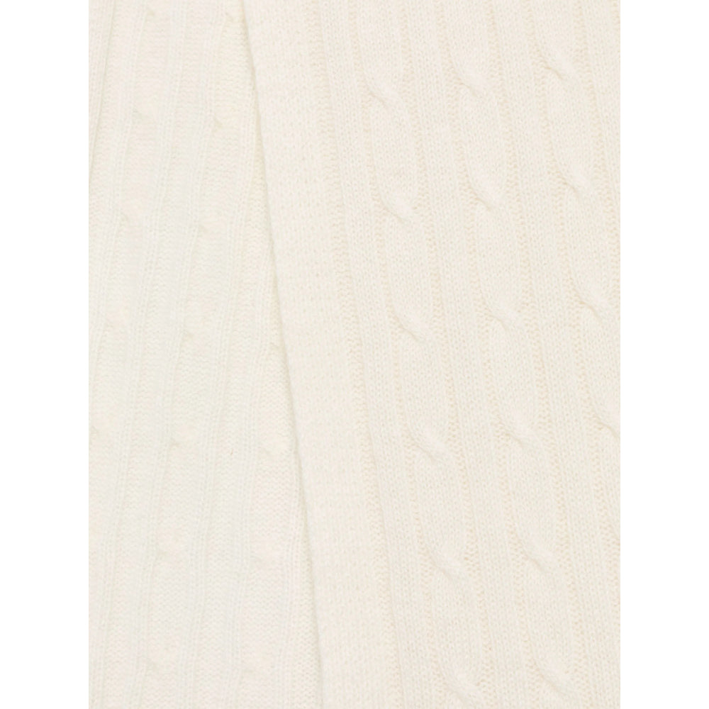 Lady Anne 100% Cashmere Cable Knit Scarf — White, view 2