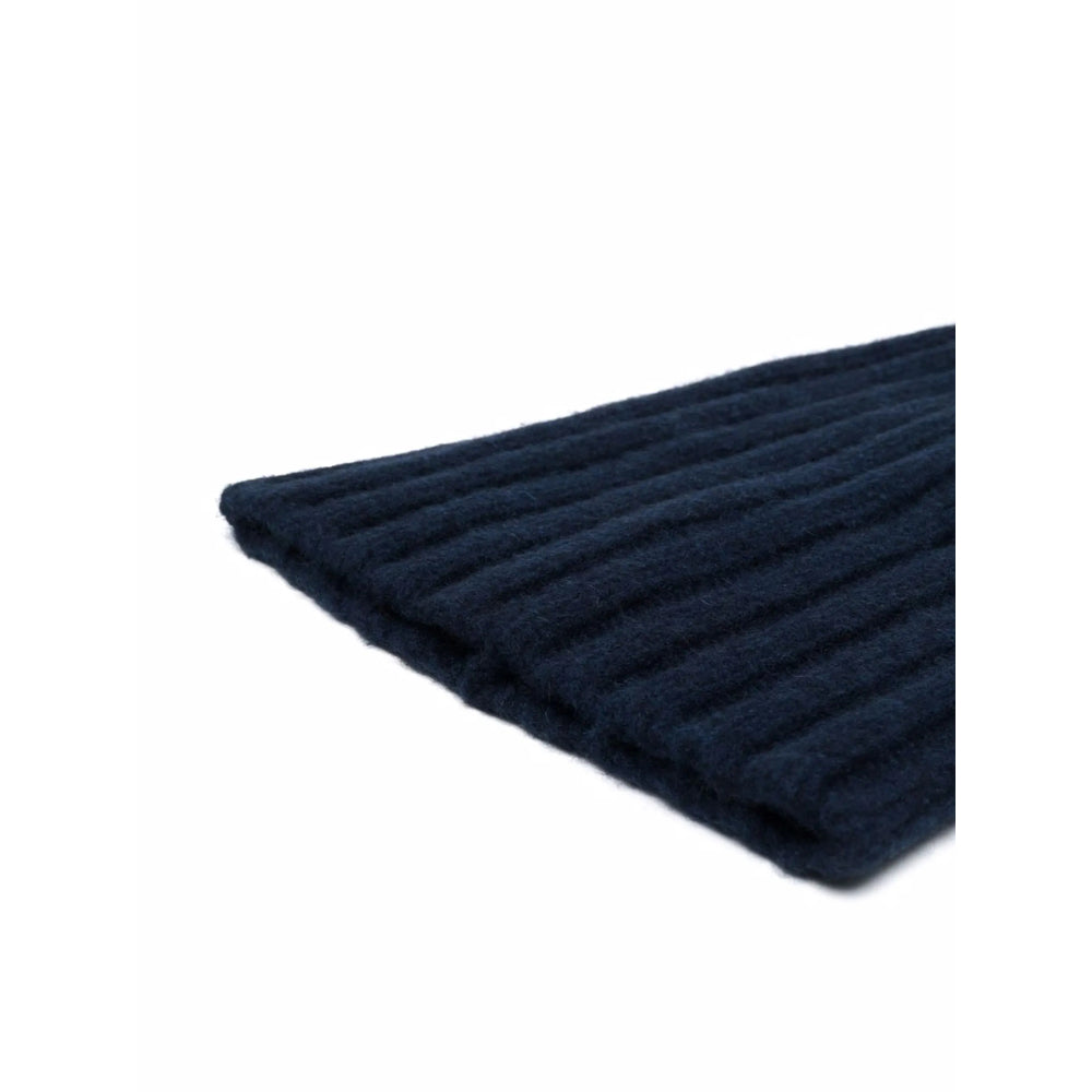 Laneus ACU311 Cashmere Ribbed Beanie — Navy, view 2