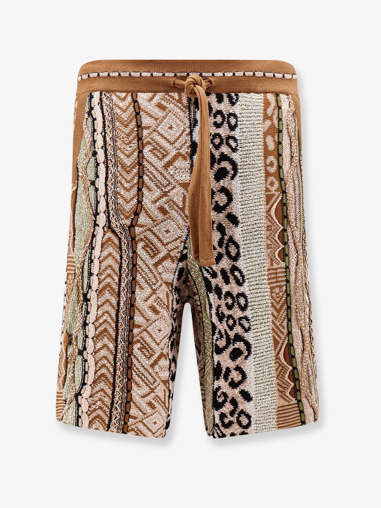 Laneus Geometric-Patterned Cotton Blend Bermuda Shorts — Multicolor by Laneus