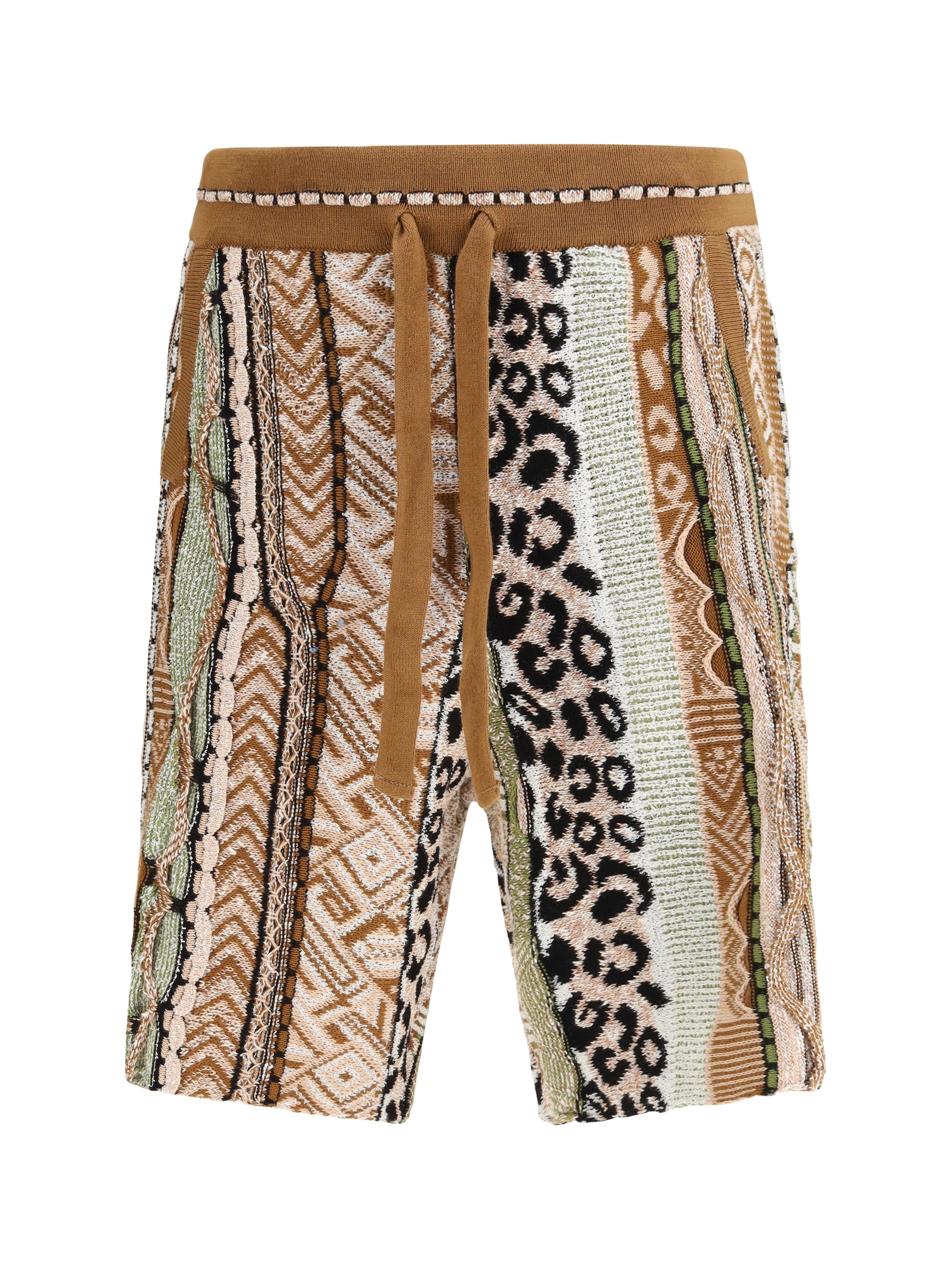 Laneus Geometric-Patterned Cotton Blend Bermuda Shorts — Multicolor by Laneus
