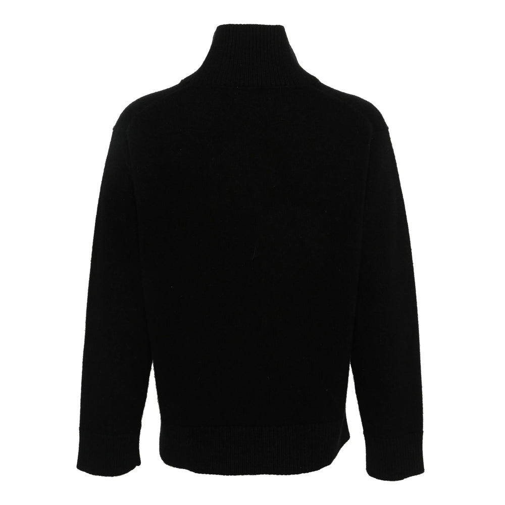 Laneus Fisherman's Knit Wool-Angora Sweater — Black, view 2