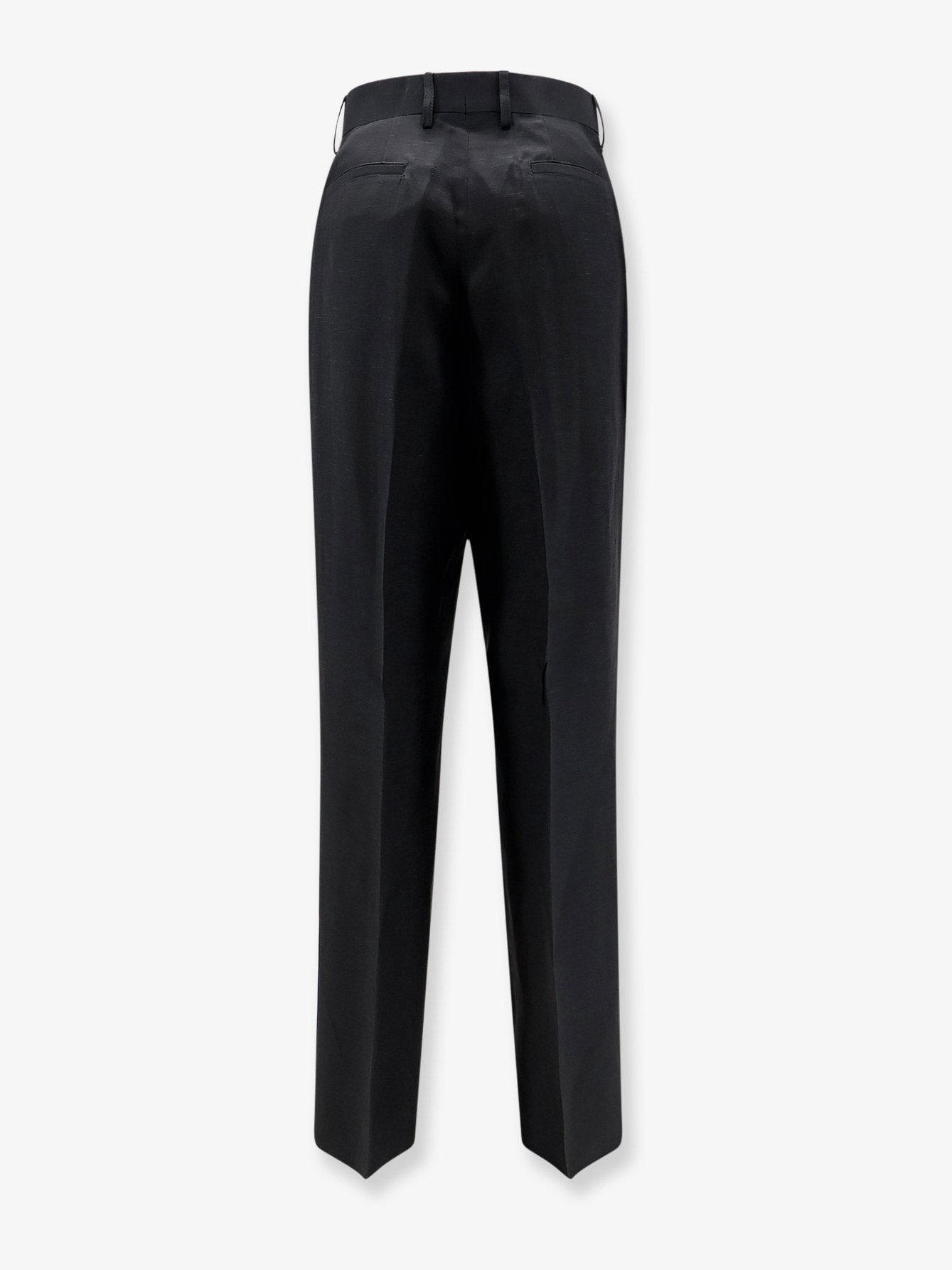 Laneus Viscose-Linen Wide-Leg Trousers — Black, view 2