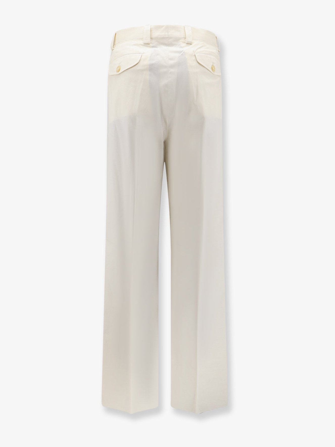 Laneus Stretch Cotton Trousers — White, view 2