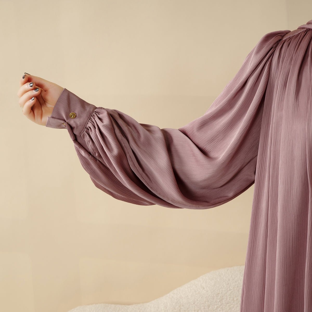 Lantern Sleeve Abaya, 4-Piece Set Large Pleated Sleeves Abaya (MOA084), view 8