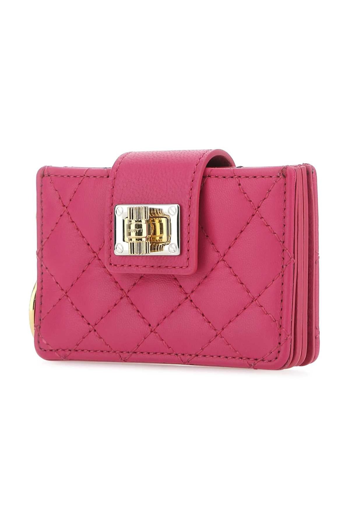 Lanvin Quilted Lamb Leather Card Case — Pink, view 2